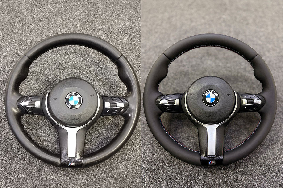 BMW 3 перетяжка М руля в натуральную кожу