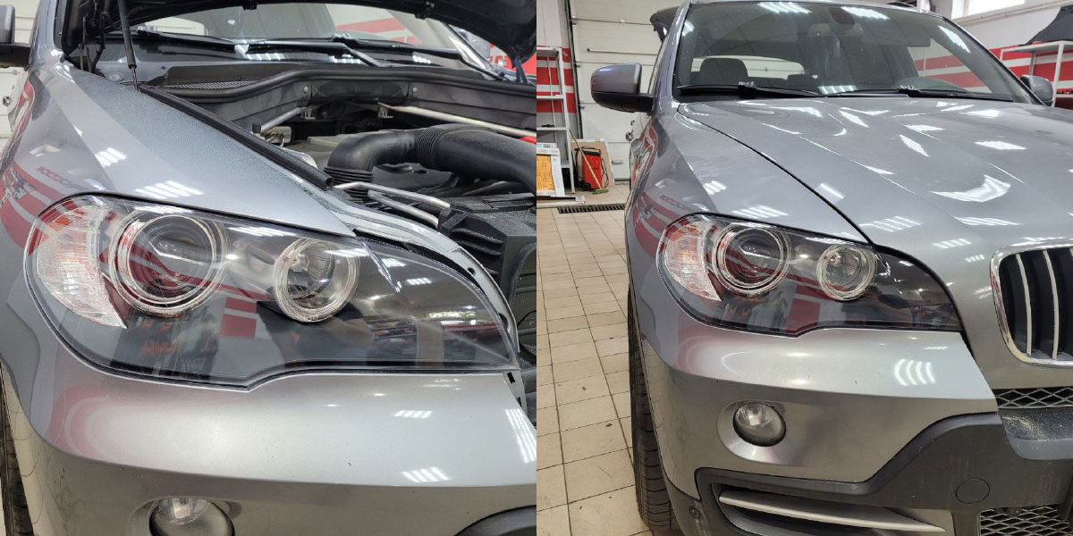Полировка и оклейка пленкой фар BMW X5 в Воронеже