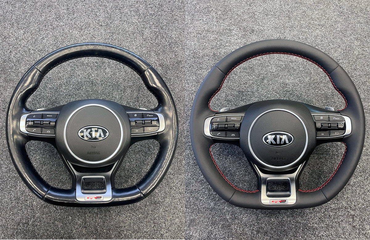 Перетяжка руля KIA K5 в натуральную кожу