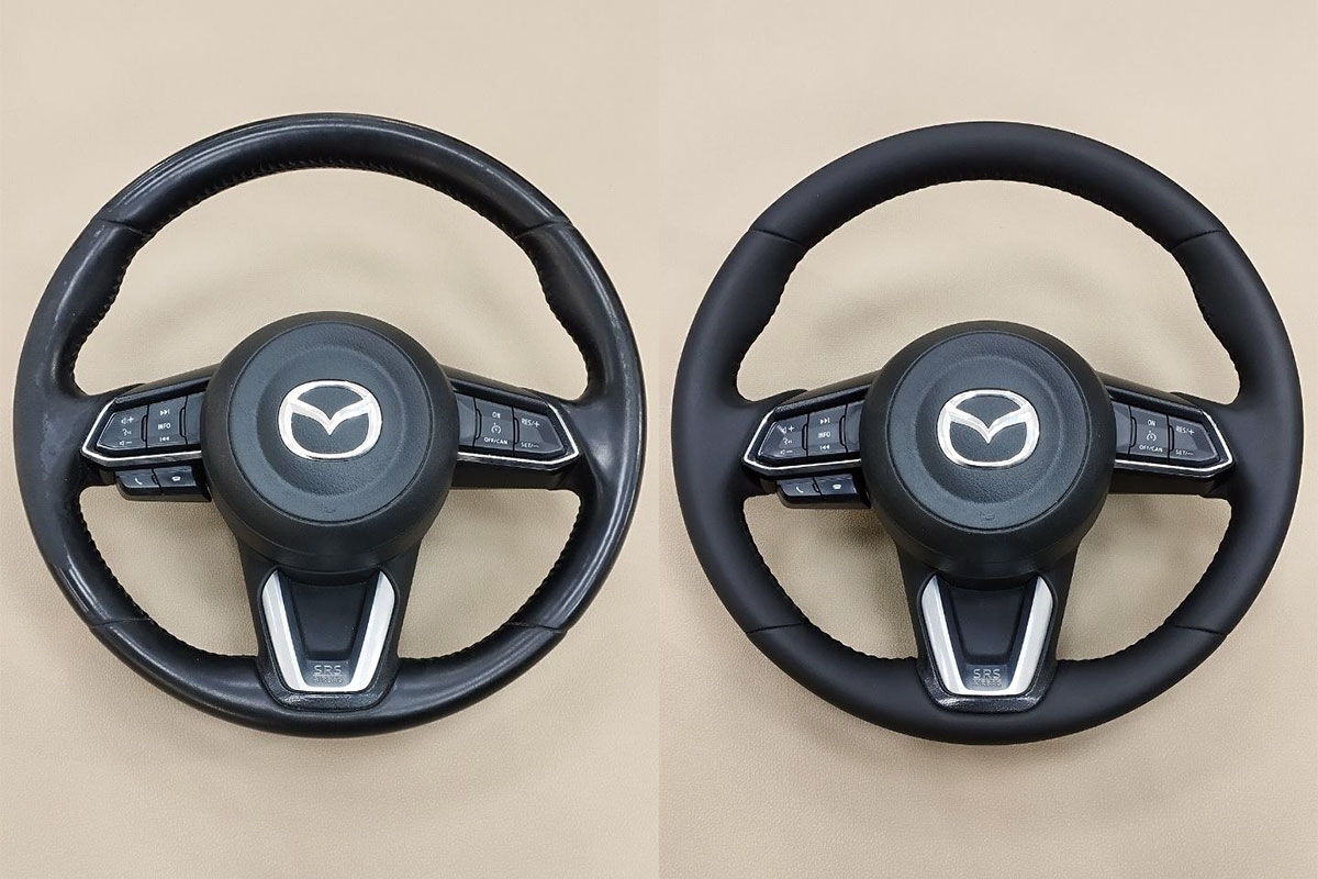 Mazda CX-5 перетяжка руля в натуральную кожу