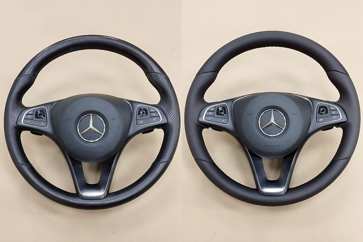 Mercedes E-class W213 перетяжка руля в натуральную кожу