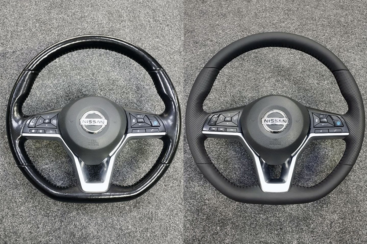 Перетяжка руля Nissan X-Trail в натуральную кожу фото и цены в Воронеже