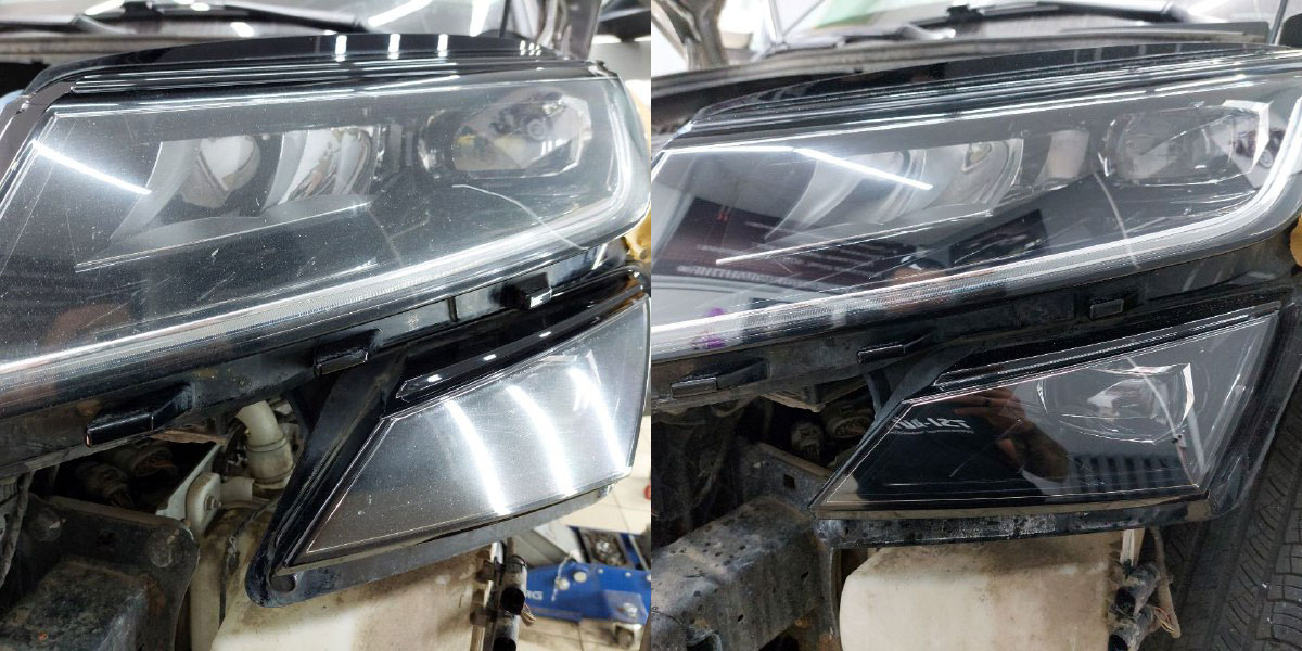 Восстановительная полировка и бронь фар Skoda Kodiaq в Воронеже
