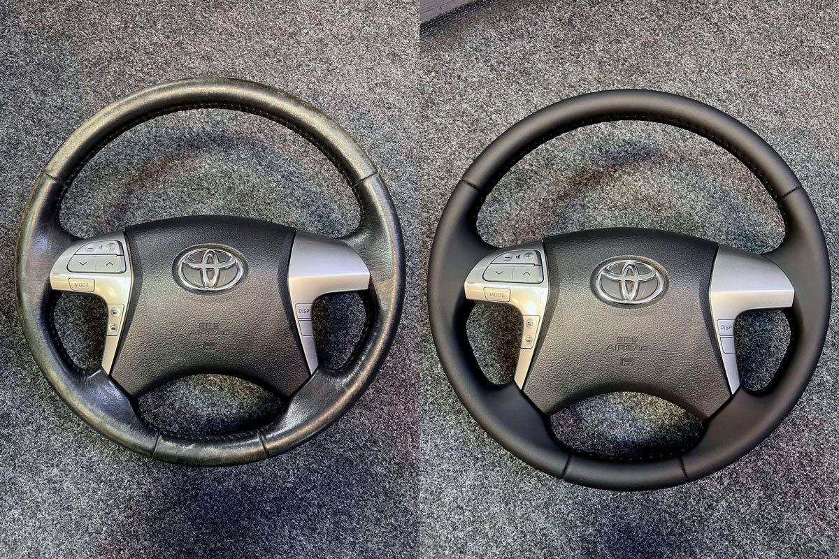 Перетяжка руля Toyota Hilux в натуральную кожу фото и цены в Воронеже